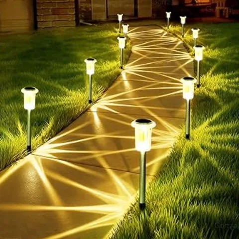 Gorrzai lot de 10 lampes solaires d'allée en acier inoxydable