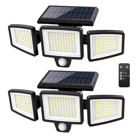 Tuffenough projecteur solaire 3 têtes 2500 lumens à détecteur de mouvement